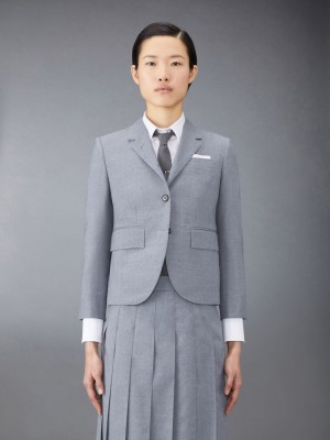 Abrigos Thom Browne Plain Weave School Uniform High Armhole Sport Mujer Gris | YUB78W16360