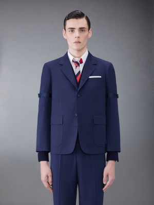 Abrigos Thom Browne Typewriter Cloth Armband Straight Fit Sport Hombre Azules | IJT67C81688