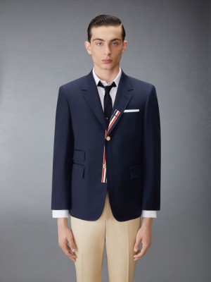 Abrigos Thom Browne Typewriter Cloth Grosgrain Placket Sport Hombre Azules | HEQ95B35558