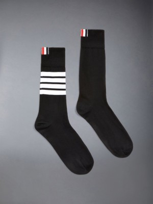 Calcetines Thom Browne Lightweight Cotton 4-Bar Mid-calf Hombre Negras | ZZI99J50739