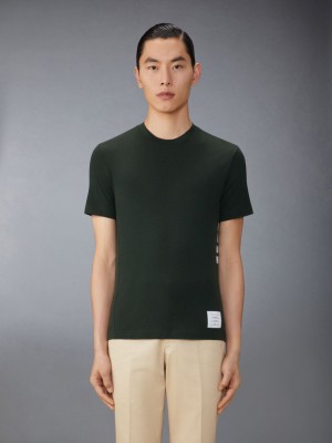 Camiseta Thom Browne Wool Jersey 4-Bar Hombre Verde | GWN35R44050