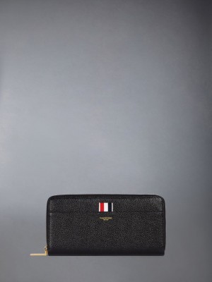 Carteras Thom Browne grosgrain-tab leather continental Mujer Negras | PIY07Q99004
