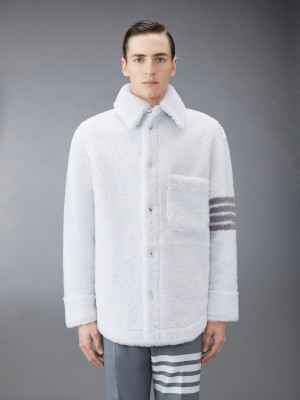 Chaquetas Thom Browne Shearling 4-Bar Oversized Shirt Hombre Blancas | NTY13E14366