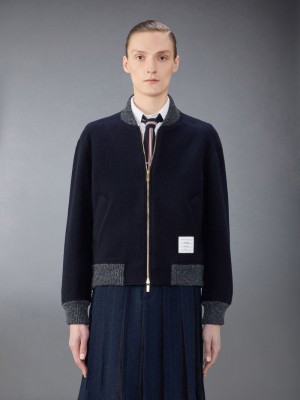 Chaquetas Thom Browne Wool Fleece Bomber Hombre Azules | RRW46P58594