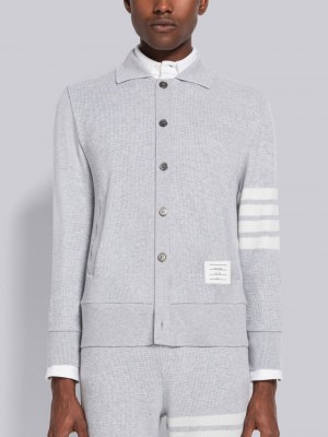 Cárdigan Thom Browne Cashmere Waffle 4-Bar Jacket Hombre Gris | HBN51Y20386