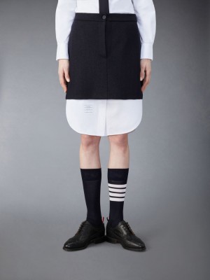 Falda Thom Browne Cotton Wool Mini Mujer Azules | YVN89I27335
