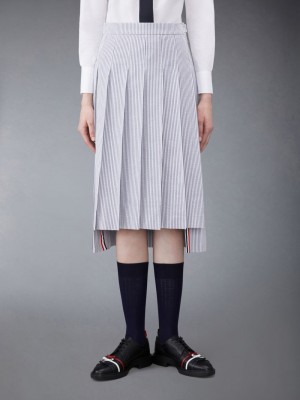 Falda Thom Browne Seersucker Pleated Midi Mujer Blancas | BNQ11E16266