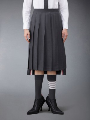 Falda Thom Browne Twill Pleated Midi Mujer Gris | EDF44I20042