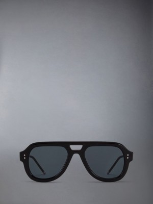 Gafas de Sol Thom Browne Acetate Aviator Hombre Negras | GCJ99Q32273