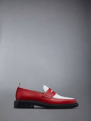 Mocasines Thom Browne Pebble Grain Leather Penny Mujer Rojas | LQE11Q93870