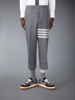 Pantalon Thom Browne Flannel 4-Bar Low Rise Backstrap Hombre Gris | MIQ09A65709