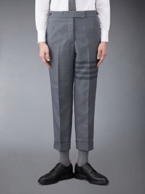 Pantalon Thom Browne Twill School Uniform 4-Bar Low Rise Skinny Mujer Gris | SMI99P81406