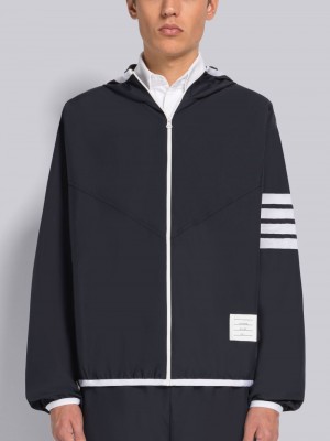 Sudadera con Capucha Thom Browne MILITARY RIPSTOP MESH 4-BAR PACKABLE ZIP Hombre Azules | FES56D73812
