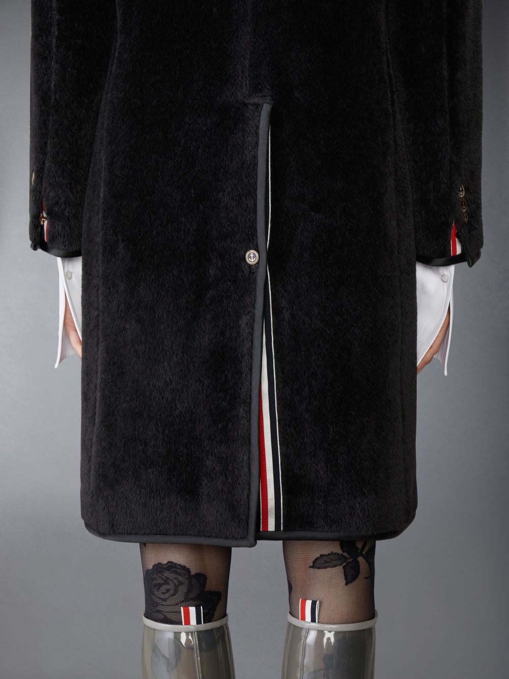 Abrigos Thom Browne Brushed Alpaca Wool Satin Tipping Soft Shoulder Mujer Negras | LJY84W27296
