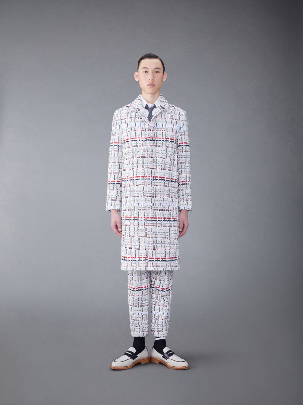 Abrigos Thom Browne Deconstructed Tweed Relaxed Bal Collar Hombre Beige | OTG51C51483