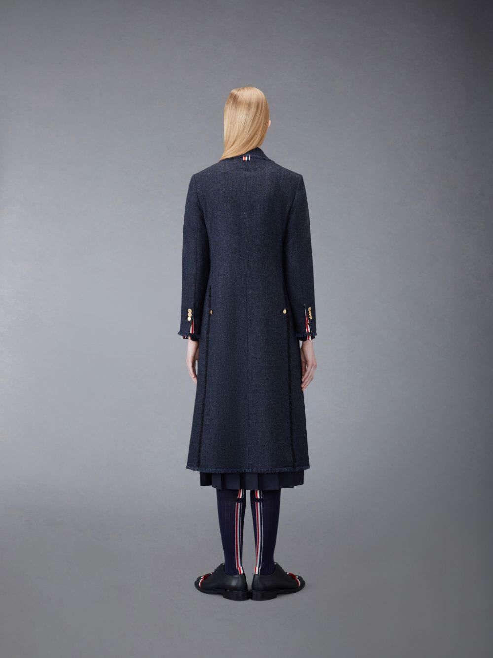 Abrigos Thom Browne Donegal Tweed Wide Lapel Mujer Azules | ZIZ37O80867