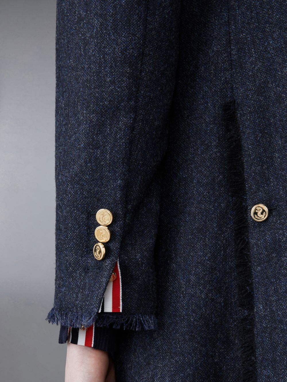 Abrigos Thom Browne Donegal Tweed Wide Lapel Mujer Azules | ZIZ37O80867