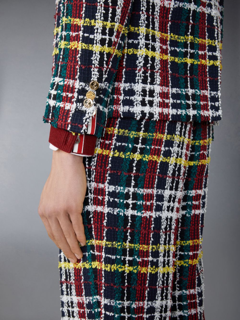 Abrigos Thom Browne Hunting Tartan Eyelash Tweed Unconstructed Patch Pocket Sack Sport Hombre Rojas | BKE03O52765