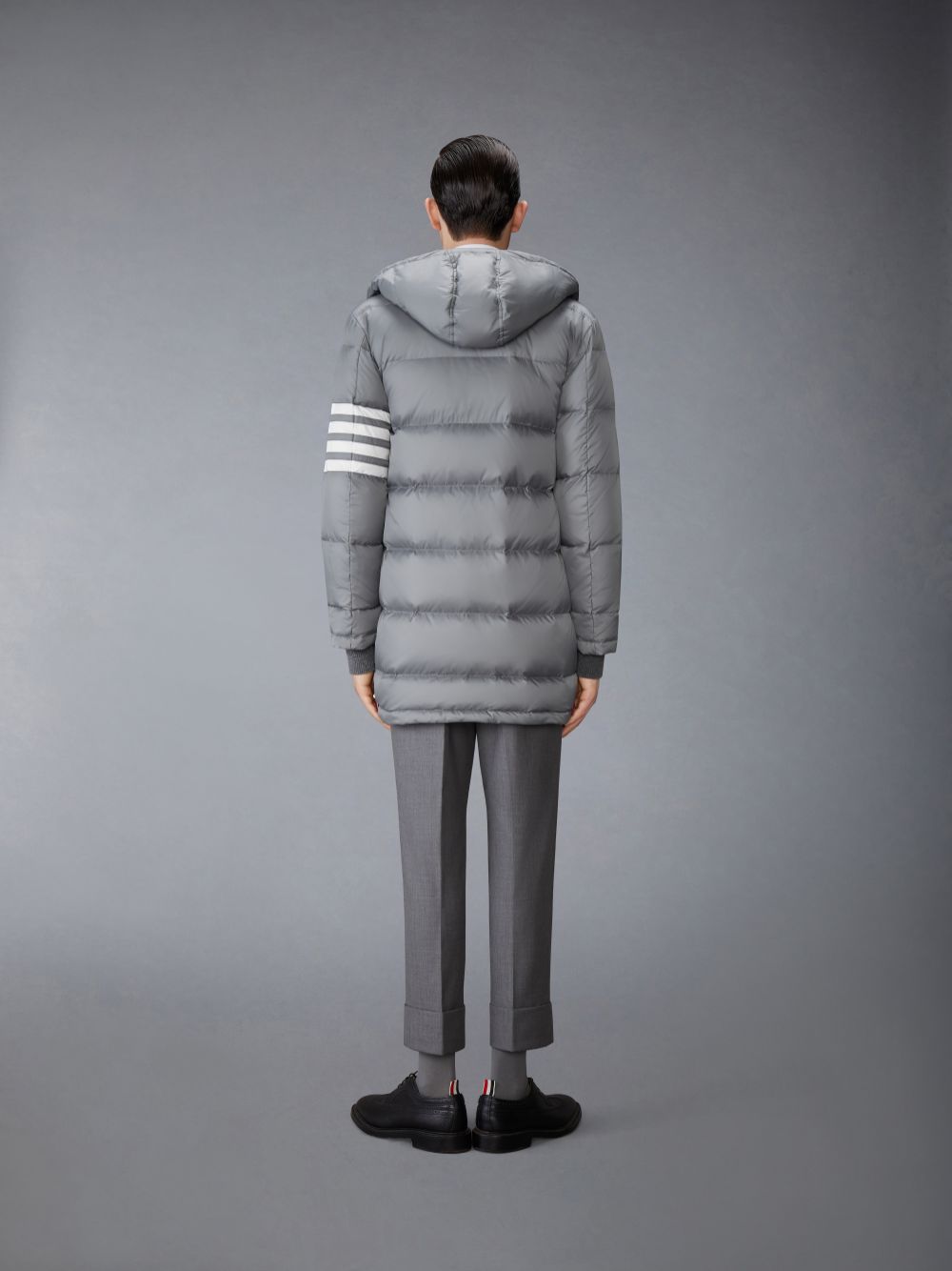 Abrigos Thom Browne Medium Matte Nylon 4-Bar Down Hombre Gris | FFG45N28497