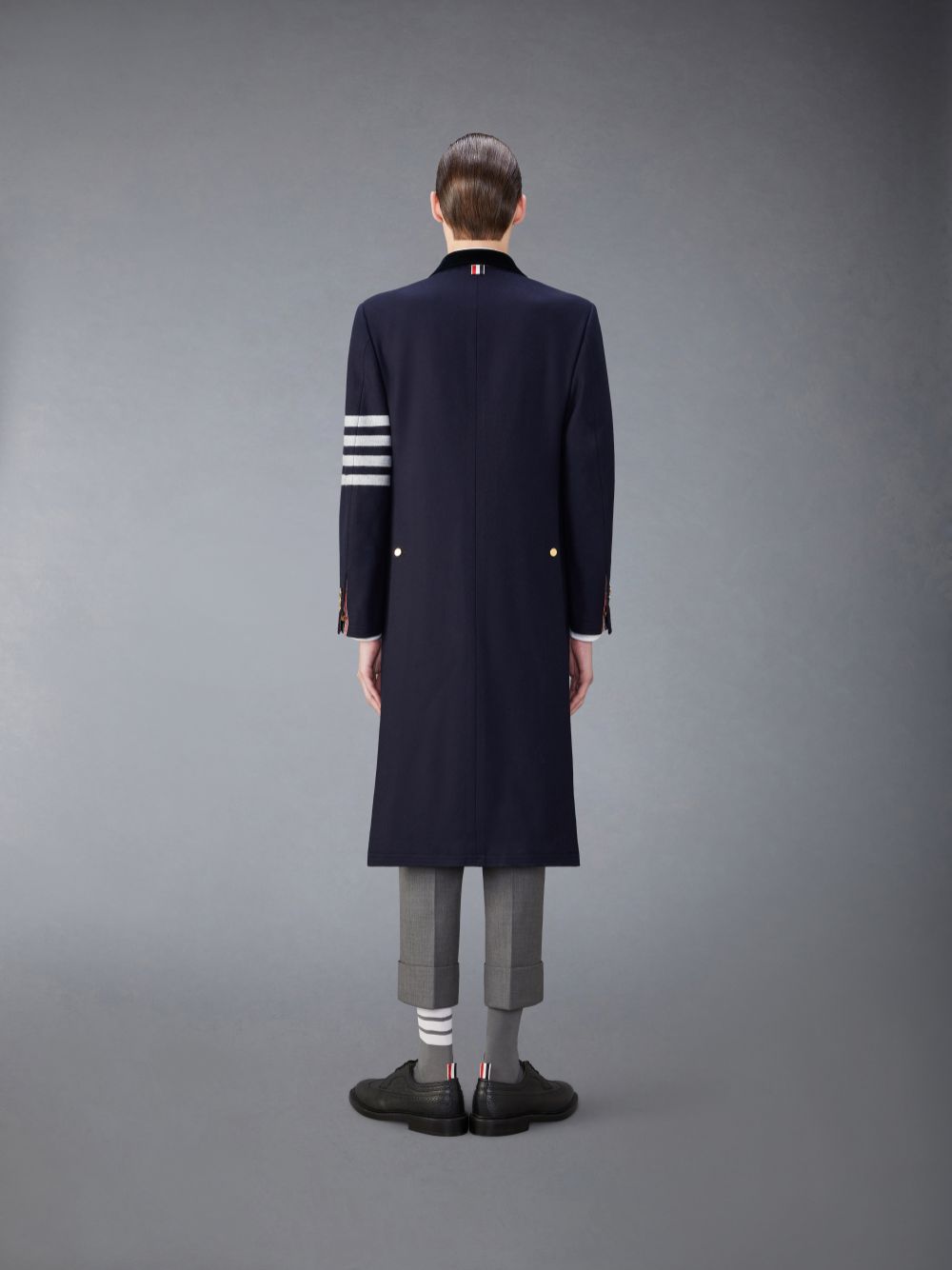 Abrigos Thom Browne Melton Wool 4-Bar Chesterfield Hombre Azules | LEB57Y71790