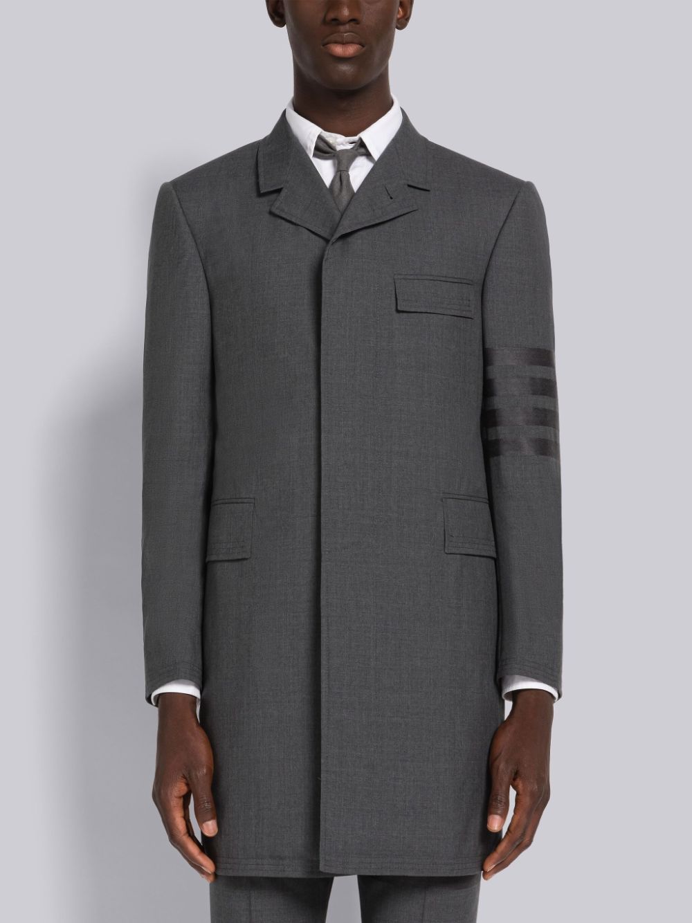 Abrigos Thom Browne PLAIN WEAVE 4-BAR CHESTERFIELD Hombre Gris | BBU66U34015