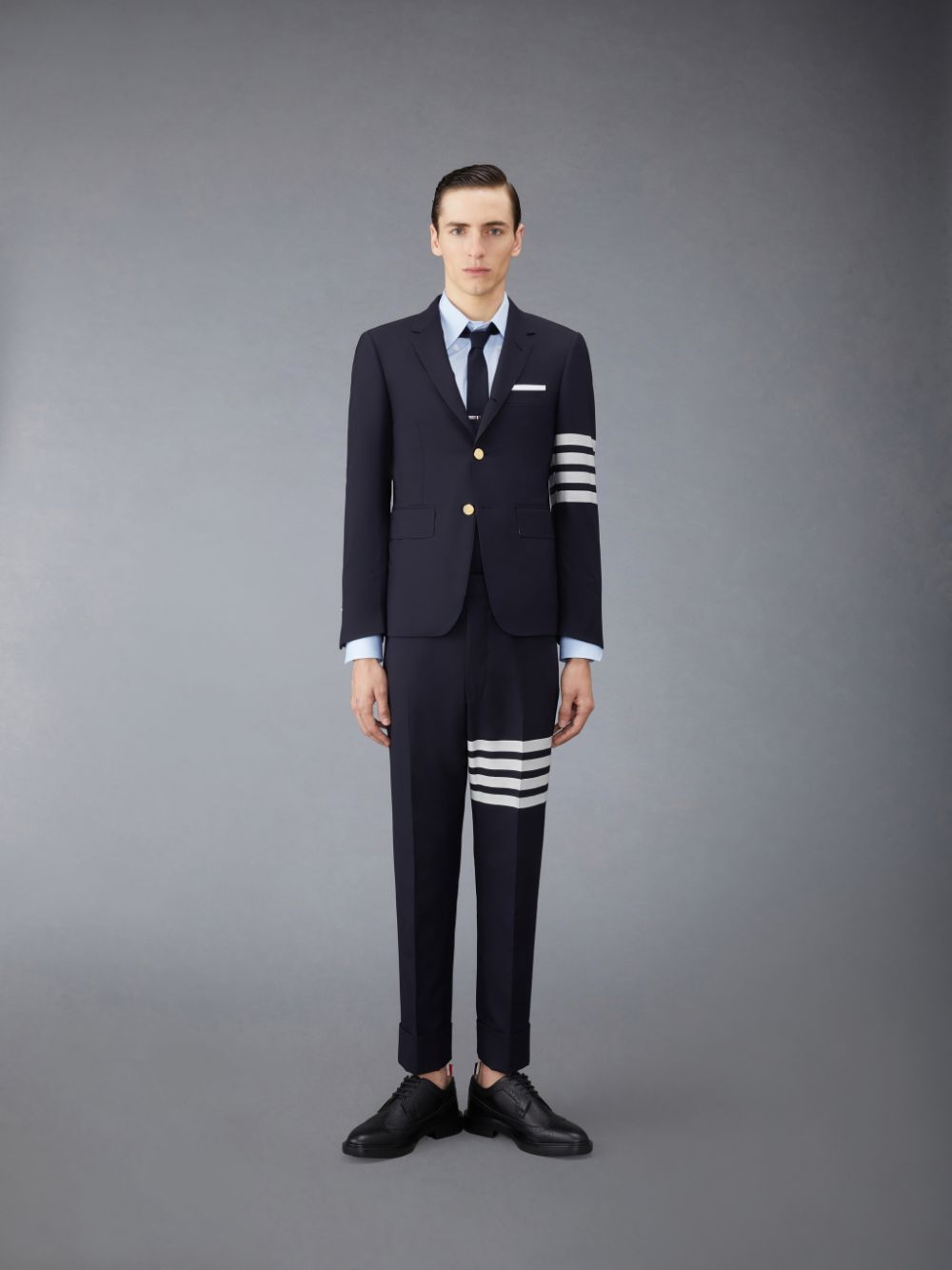 Abrigos Thom Browne Plain Weave 4-Bar Classic Sport Hombre Azules | IPY78F26376