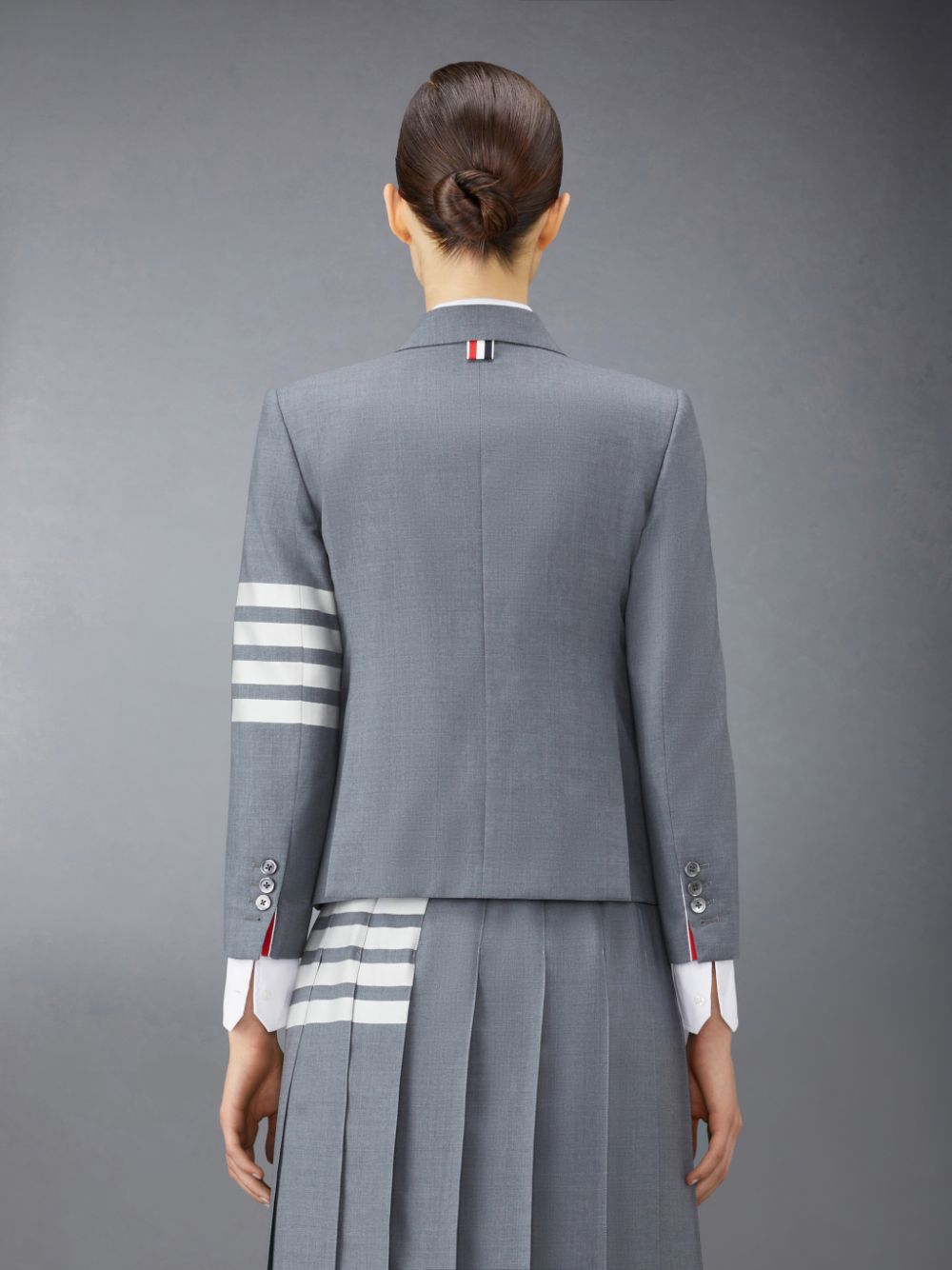 Abrigos Thom Browne Plain Weave 4-Bar High Armhole Sport Mujer Gris | ENR98Y45700