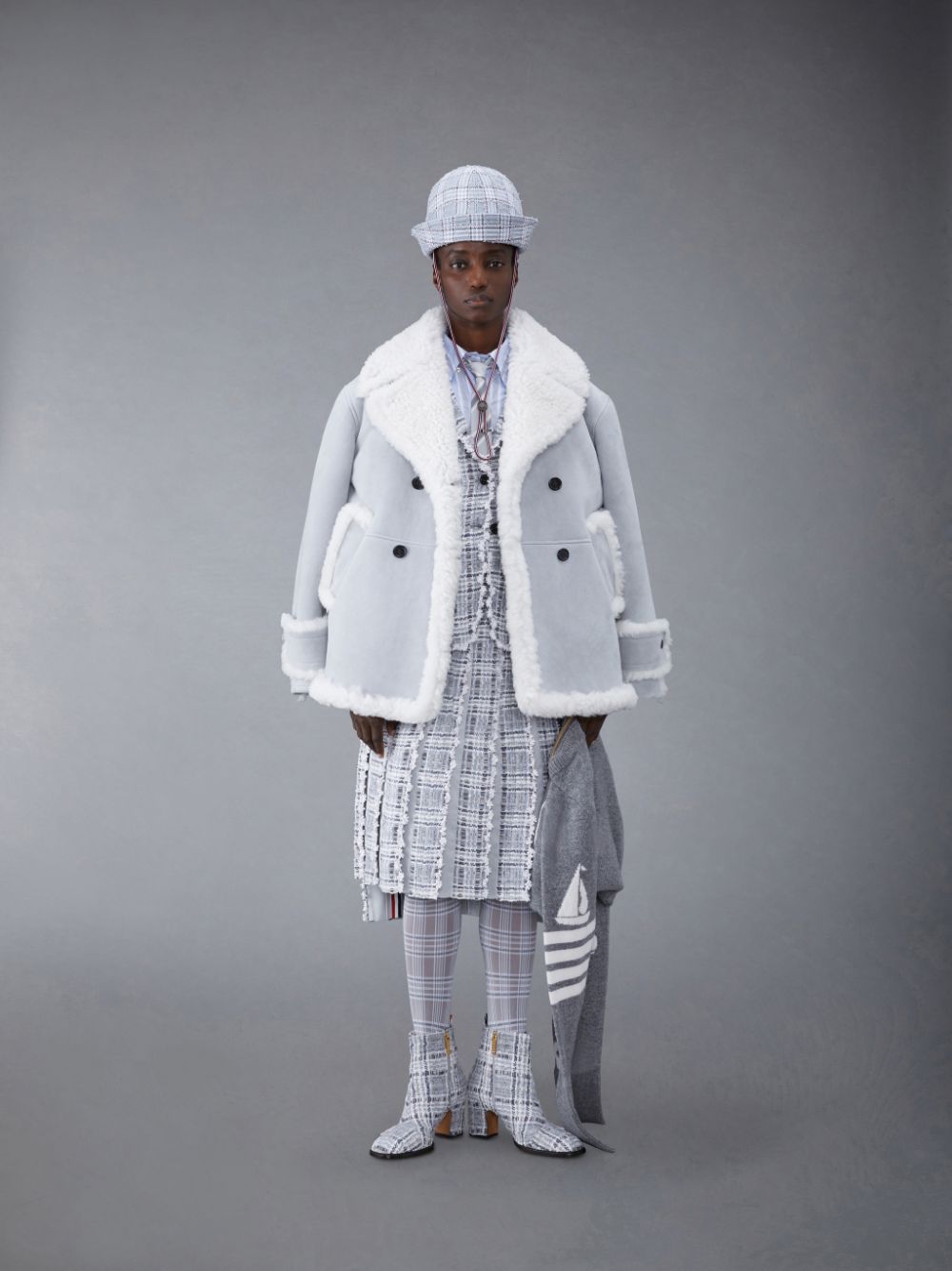 Abrigos Thom Browne Shearling Pea Mujer Gris | JJA40K47397