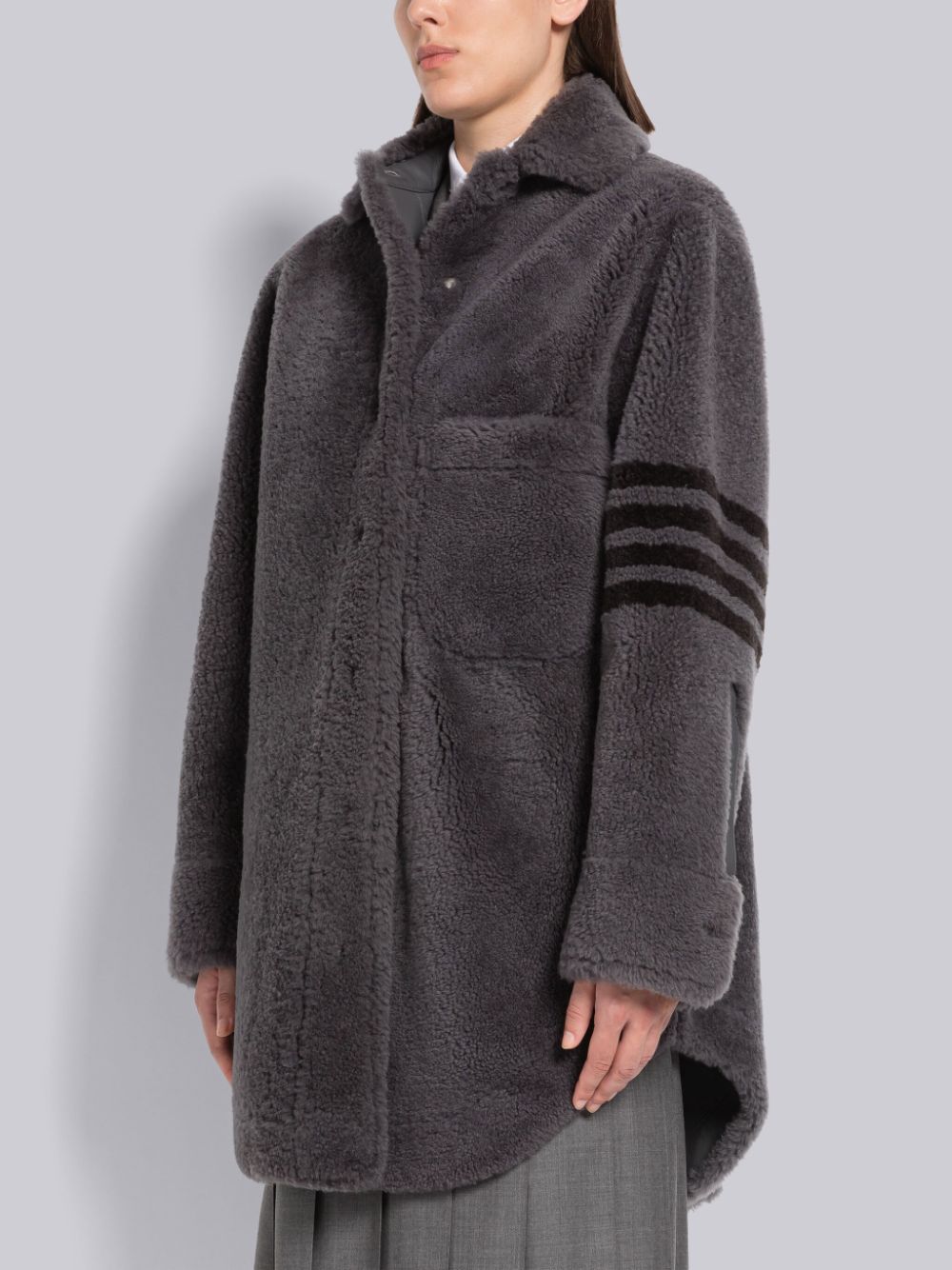 Abrigos Thom Browne Shearling Supersize 4-Bar Shirtdress Mujer Gris | CAS97L02695