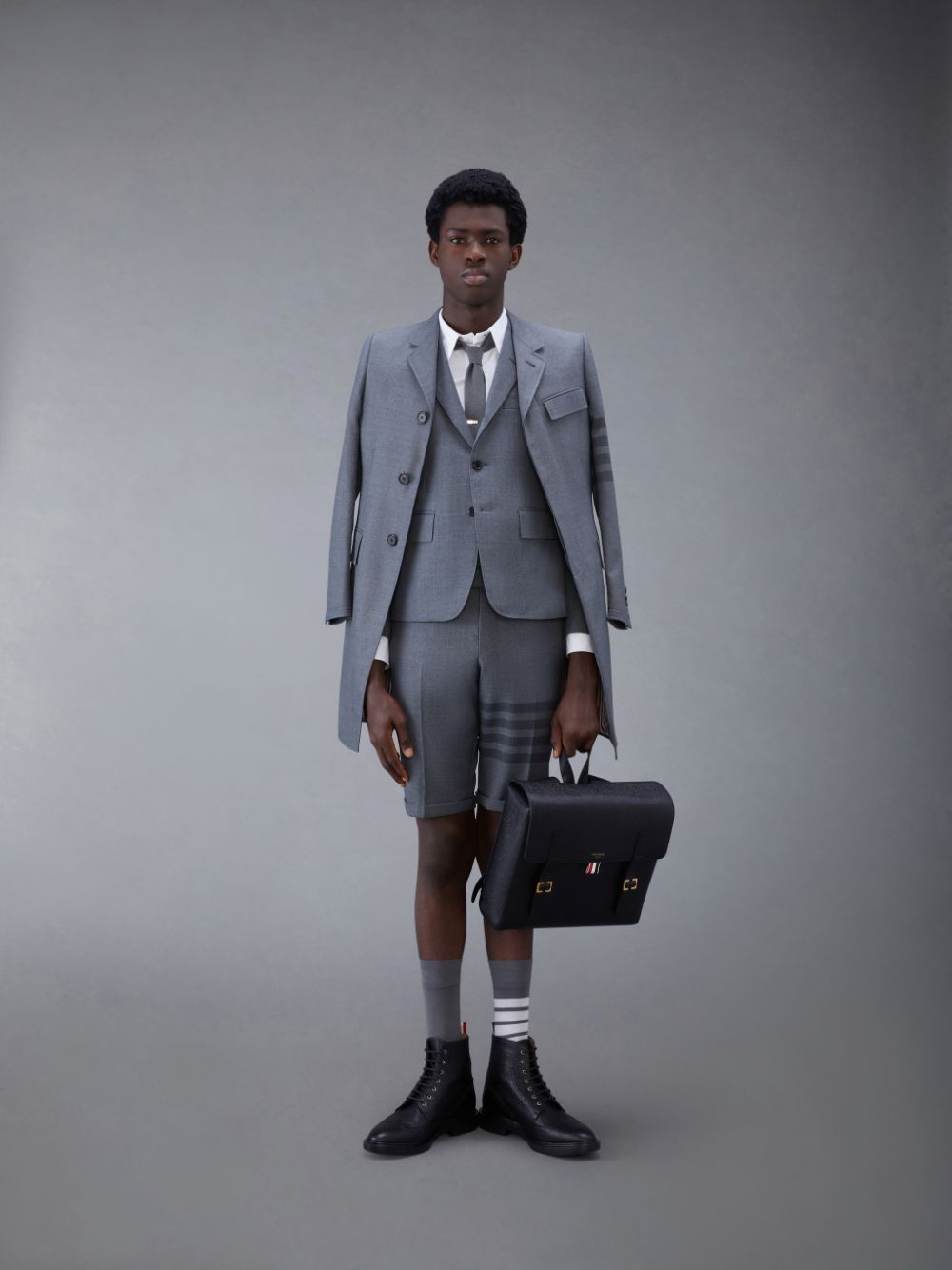 Abrigos Thom Browne Twill School Uniform 4-Bar High Armhole Sport Hombre Gris | SBJ37U68081