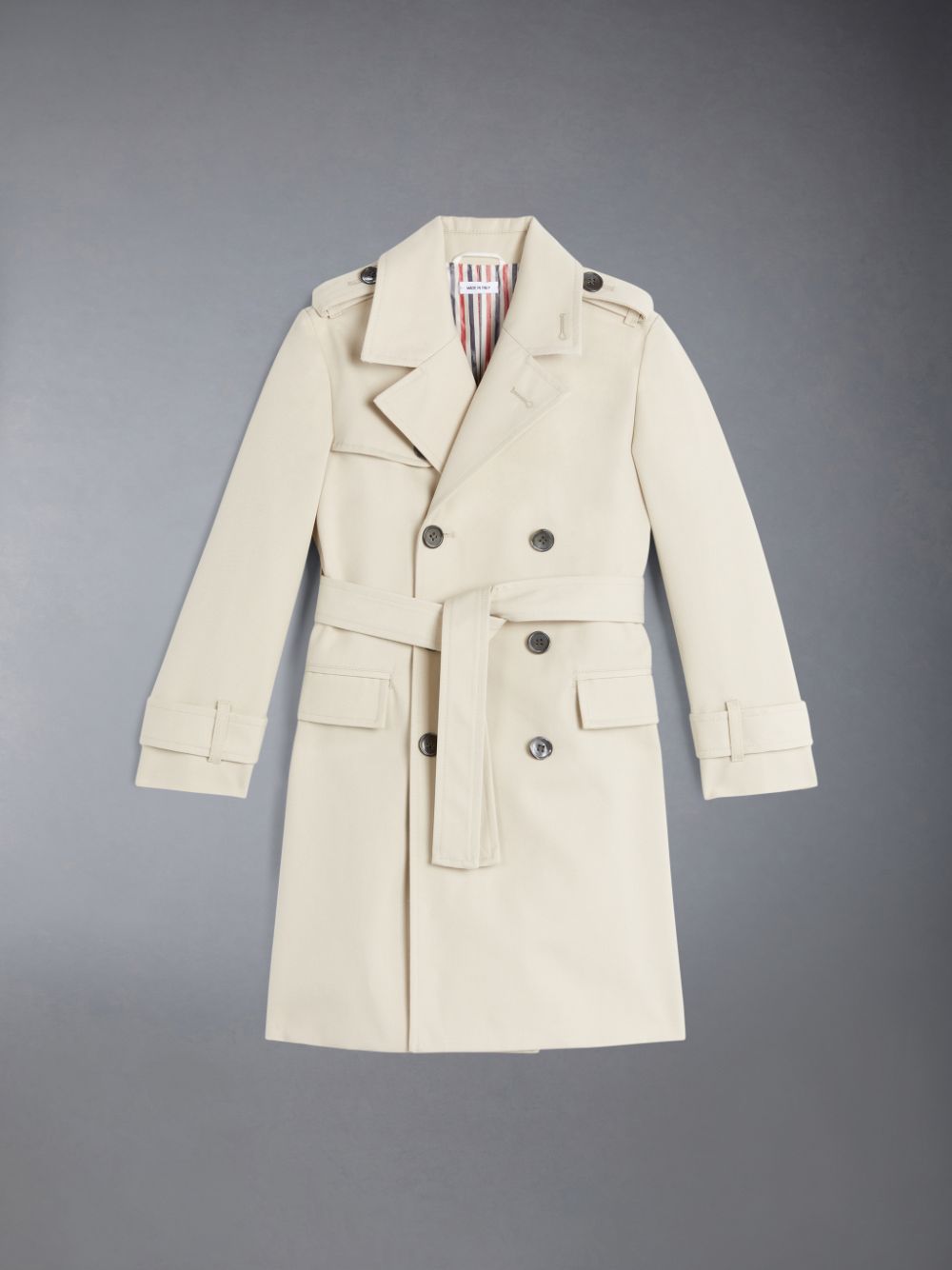 Abrigos Thom Browne Waterproof Cotton Twill Trench Niño Beige | EXI90O79921