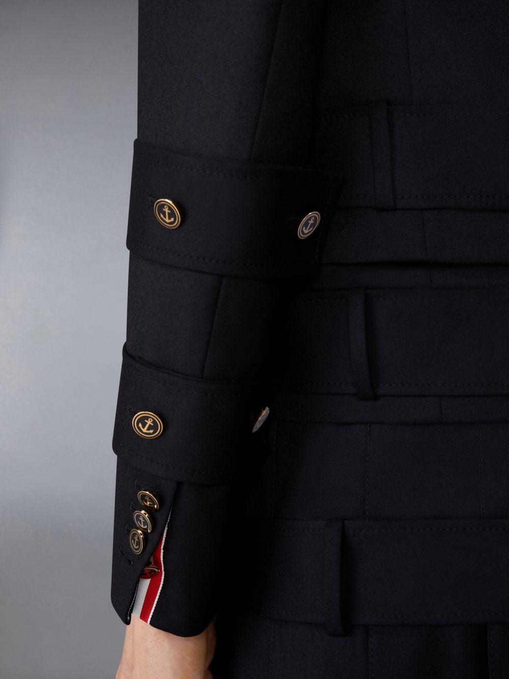 Abrigos Thom Browne Wool Flannel All in One Modular Bal Collar With Mini Pleated Skirt and Silk Faille Lapel Hombre Negras | KUE62K46983