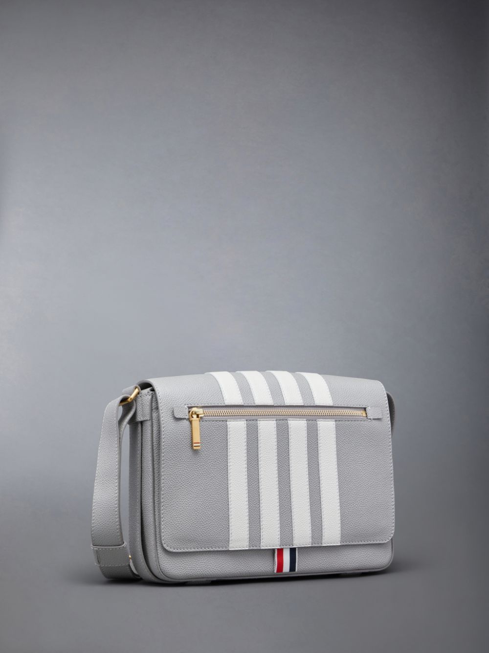 Bolsa De Hombro Thom Browne Pebble Grain 4-Bar Reporter Hombre Gris | HWY15O94826