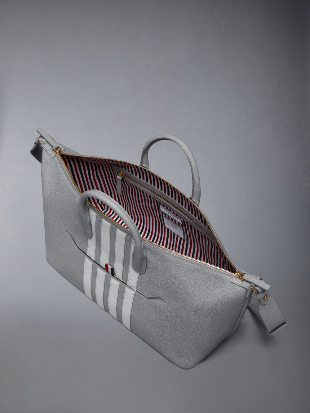 Bolsa Duffle Thom Browne Pebble Grain 4-Bar Medium Mujer Gris | TGD37Y52052