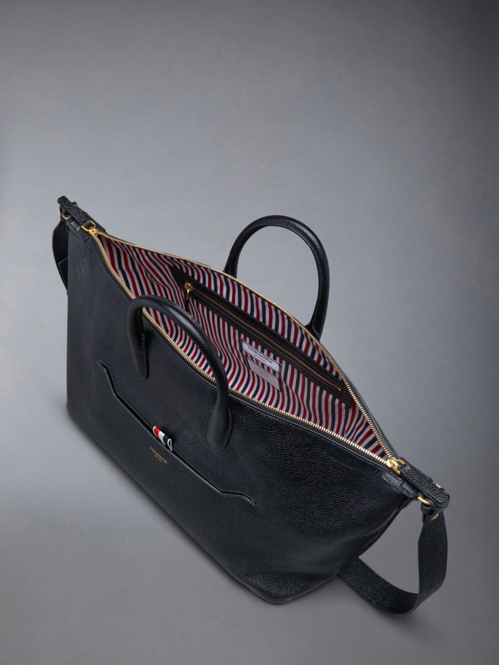 Bolsa Duffle Thom Browne Pebble Grain Medium Hombre Negras | XWN37E44996