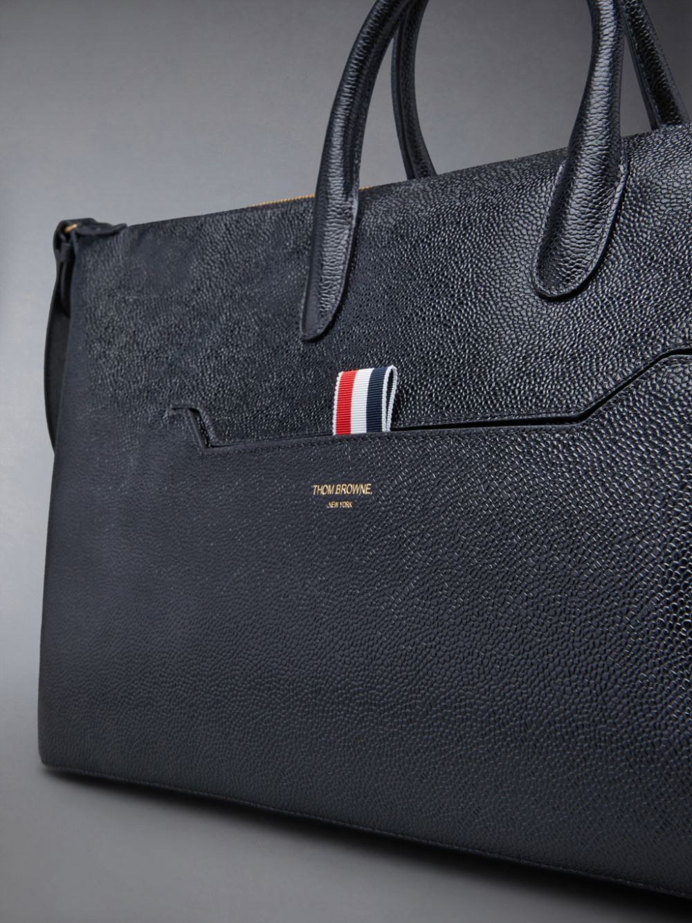 Bolsa Duffle Thom Browne Pebble Grain Medium Hombre Negras | XWN37E44996