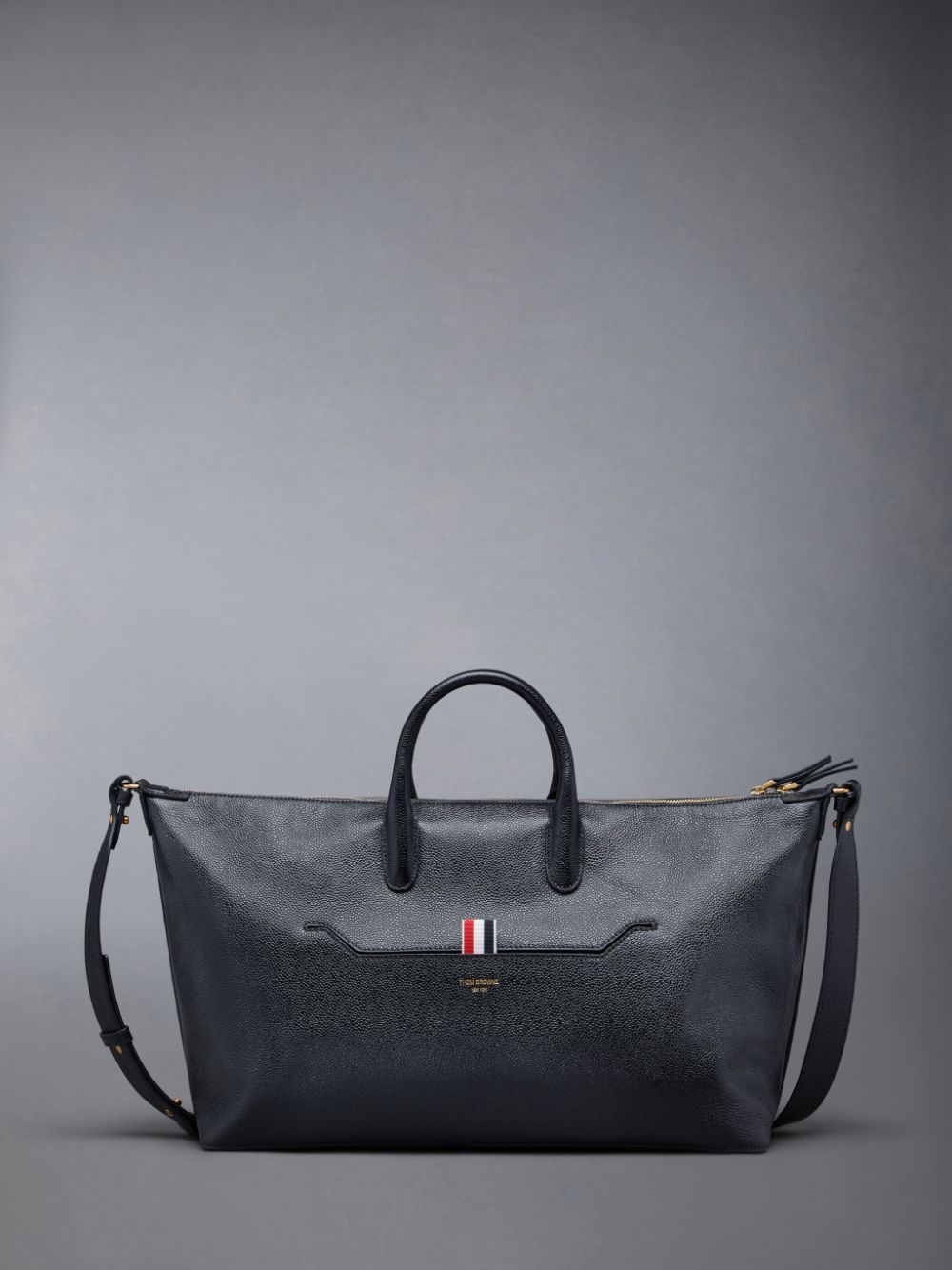 Bolsa Duffle Thom Browne Pebble Grain Medium Hombre Negras | XWN37E44996