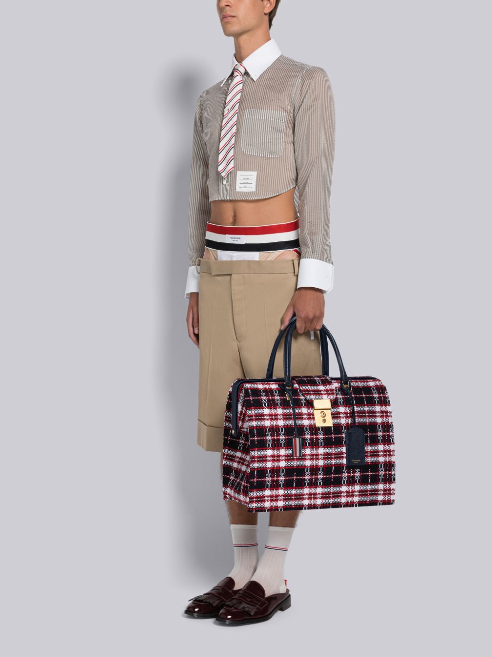 Bolsa Duffle Thom Browne Tartan Tweed Mr. Hombre Rojas | OLL67W38205