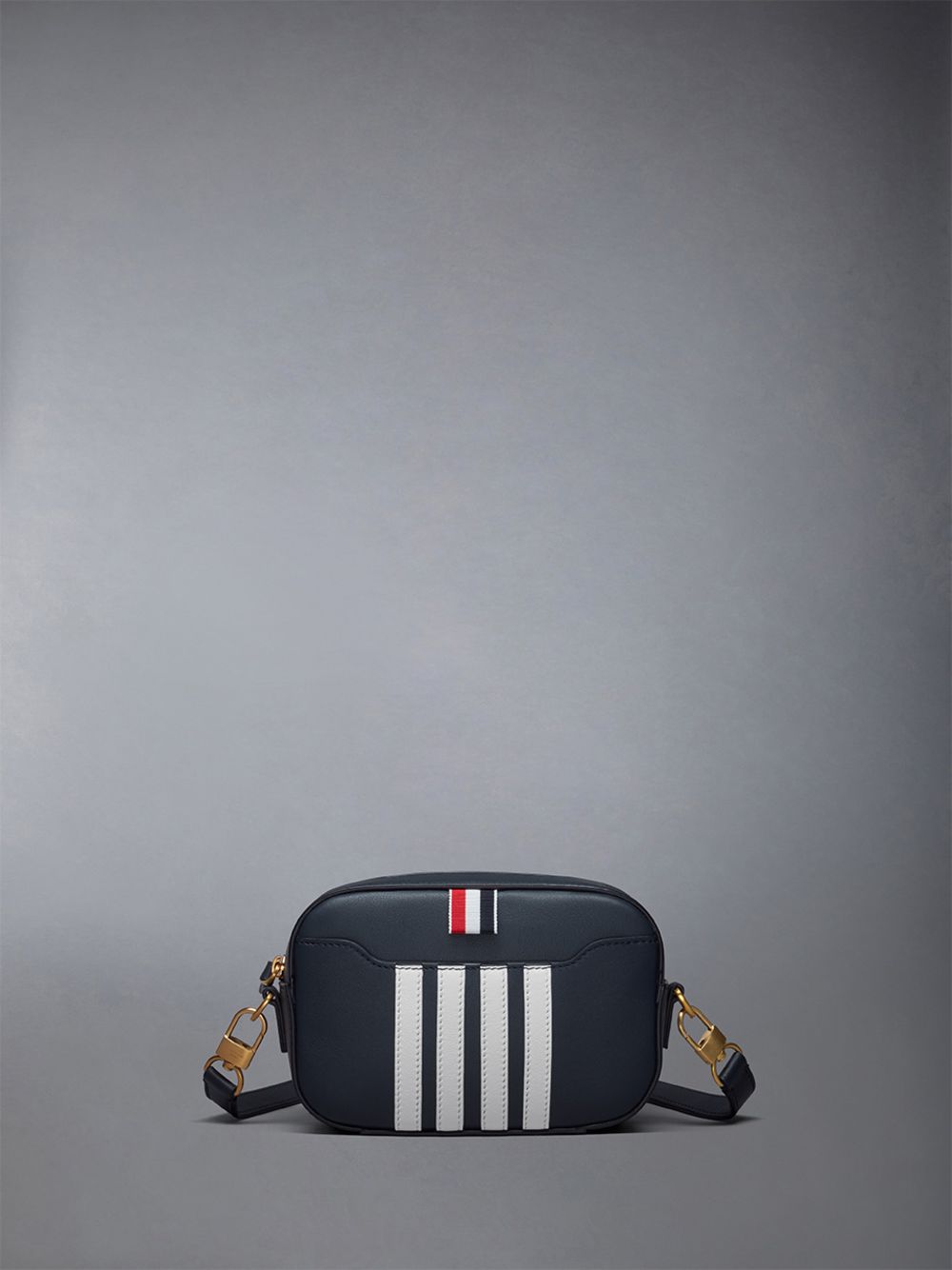 Bolsas De Herramientas Thom Browne Horizontal Camera W/ 4 Bar Stripes in Smooth Calf Hombre Azules | CXW63I31588