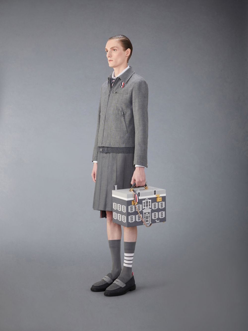 Bolsas De Herramientas Thom Browne Pebble Grain Vanity Hombre Gris | JER51V18201