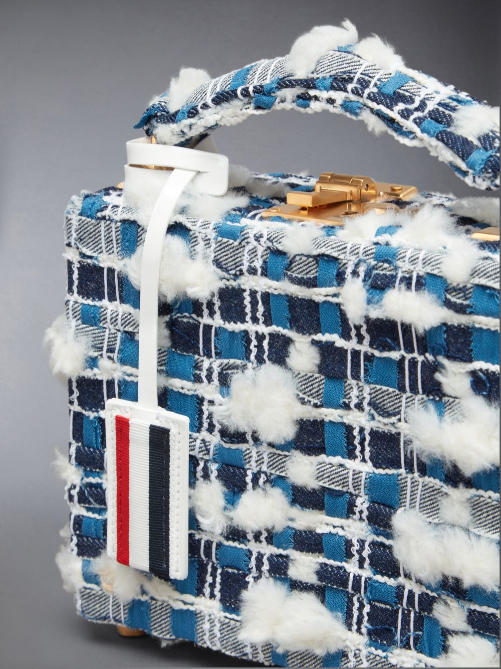 Bolsas Hombro Thom Browne Denim Pouf Tweed Woven Chain Micro Attache Case Hombre Azules | NLB56U06834
