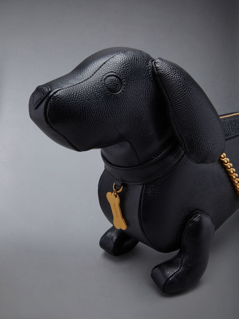 Bolsas Hombro Thom Browne Mini Hector Chain in Pebble Grain Mujer Negras | FGA78H47026