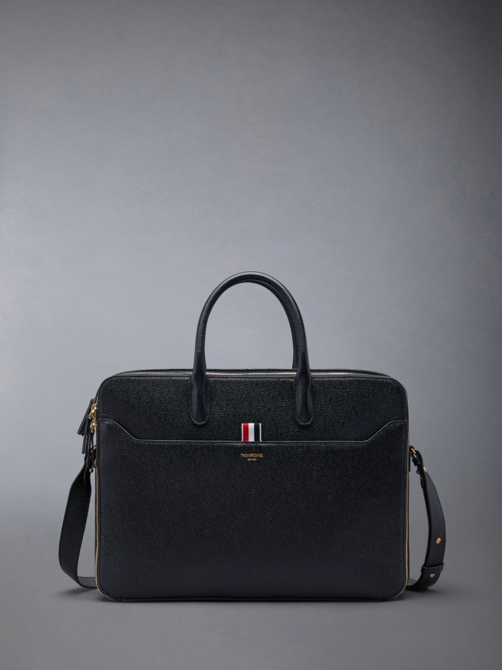 Bolsas de Negocios Thom Browne Pebble Grain Double Compartment Hombre Negras | ASB39M80321