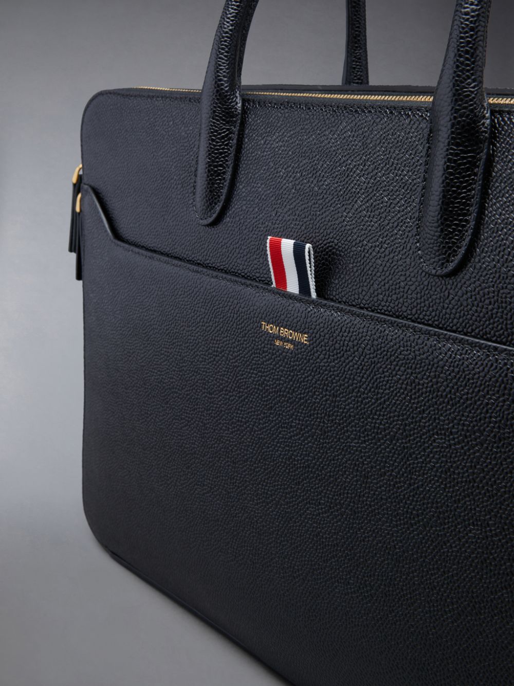 Bolsas de Negocios Thom Browne Pebble Grain Double Compartment Mujer Negras | MIX84J41689