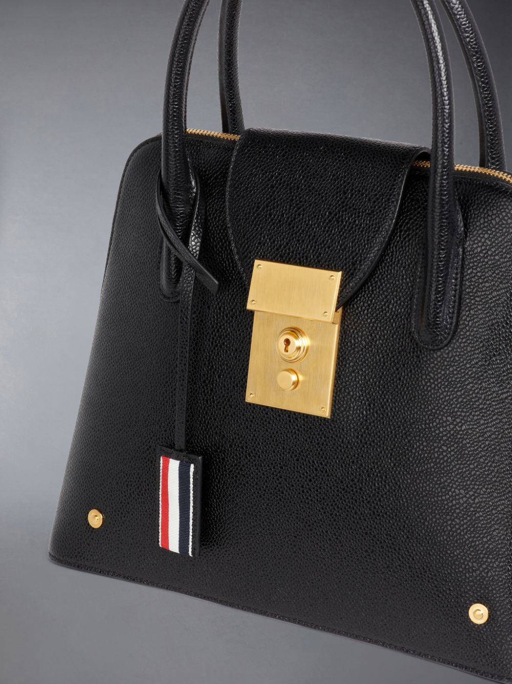 Bolso Satchel Thom Browne Pebble Grain Leather Removable Shoulder Strap Mrs. Mujer Negras | APJ40I15676