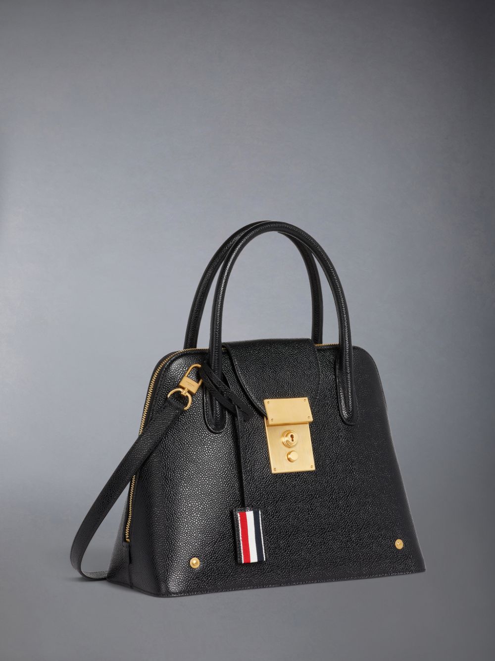 Bolso Satchel Thom Browne Pebble Grain Leather Removable Shoulder Strap Mrs. Mujer Negras | APJ40I15676