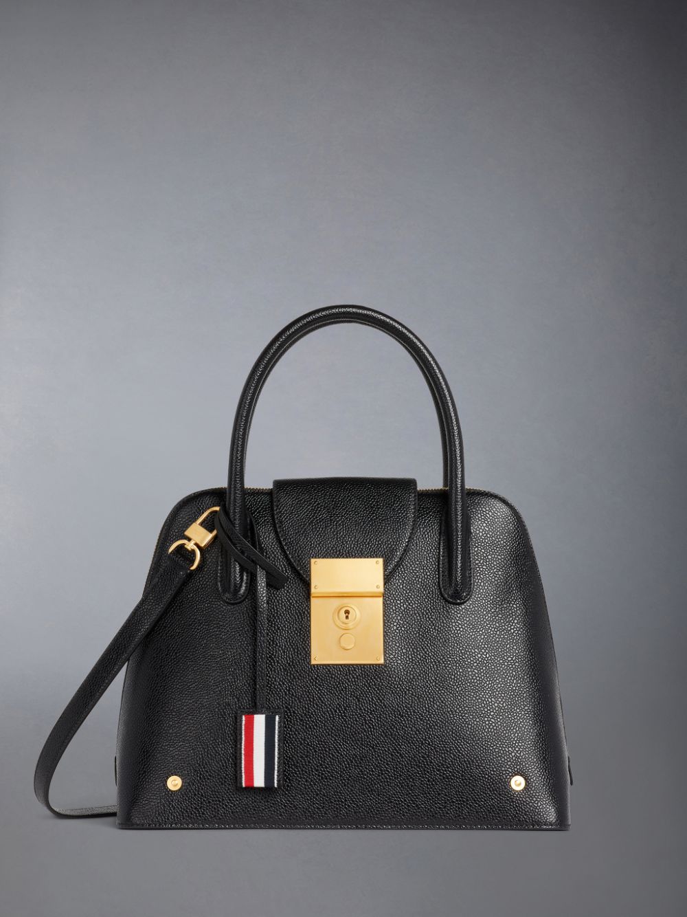 Bolso Satchel Thom Browne Pebble Grain Leather Removable Shoulder Strap Mrs. Mujer Negras | APJ40I15676