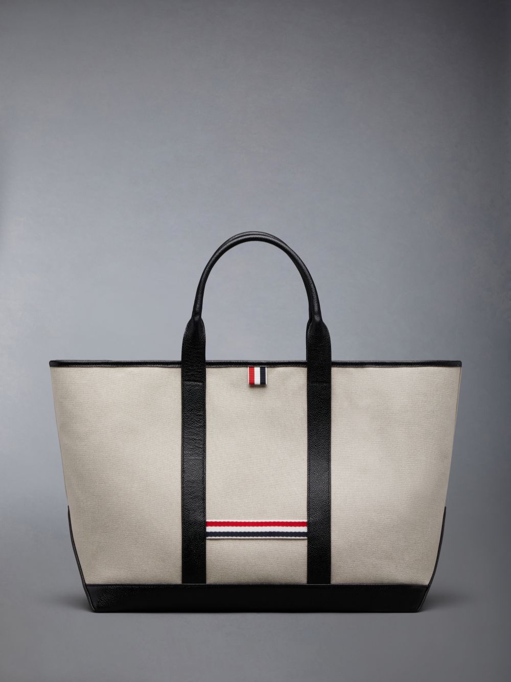 Bolso Tote Thom Browne Cotton Canvas Leather Medium Tool Hombre Beige | NHD09Y41101