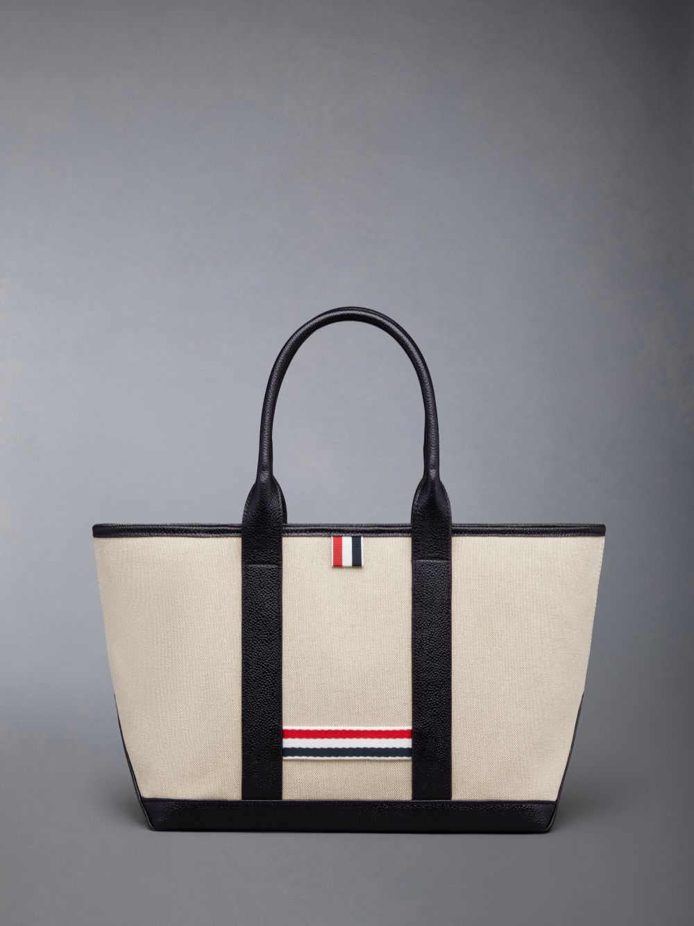 Bolso Tote Thom Browne Cotton Canvas Leather Small Tool Mujer Beige | XGX42R94723