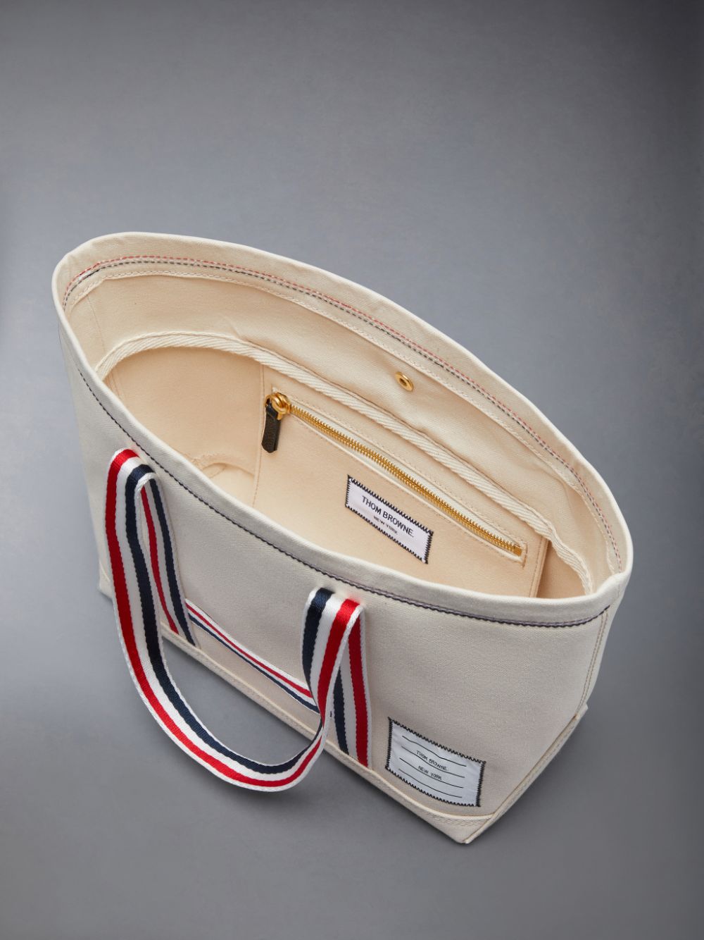 Bolso Tote Thom Browne Double Face Canvas Small Tool Hombre Blancas | VWR06V78937